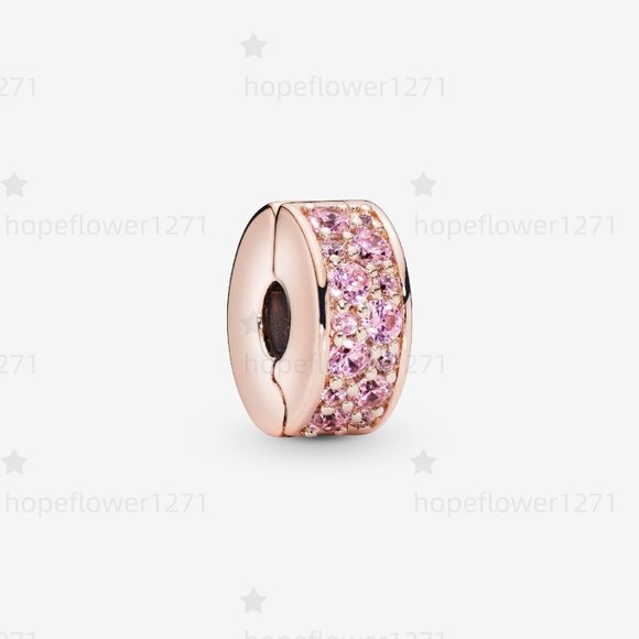 Pandora Pink Pavé Clip Charm - Picture 1 of 5